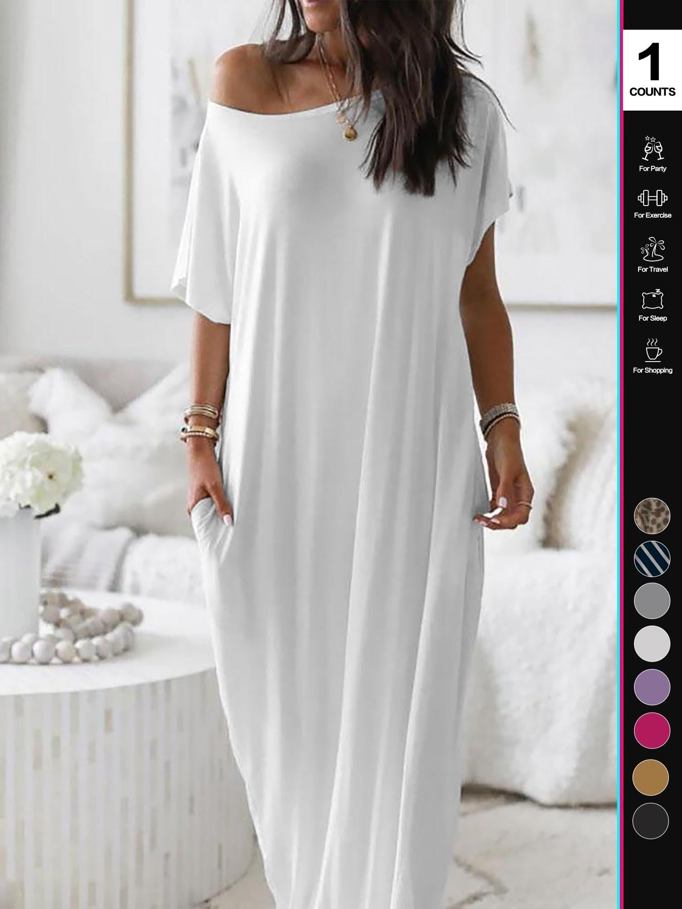 🎁Last Day Sale 49% OFF💡2026 Women's Solid Color Casual Batwing Sleeve Loungewear Dress