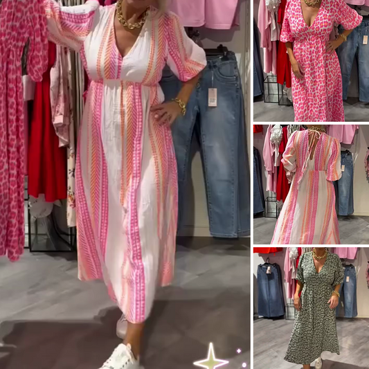 🏖️Summer Cool Deal: 49% OFF!!🎀Women's V-Neck Printed DressWomen's V-Neck Printed Dress