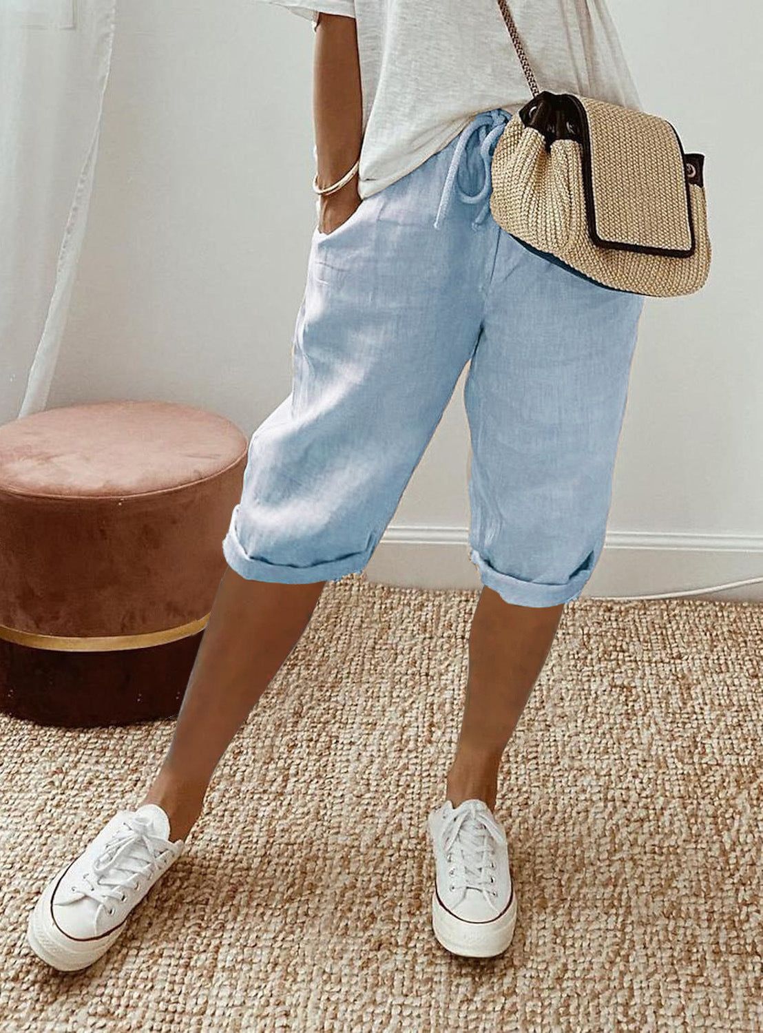 ⏳Time-Limited Special Price: ￡11.99 with FREE GIFT!!🎁Women's Casual Cotton Linen Capris