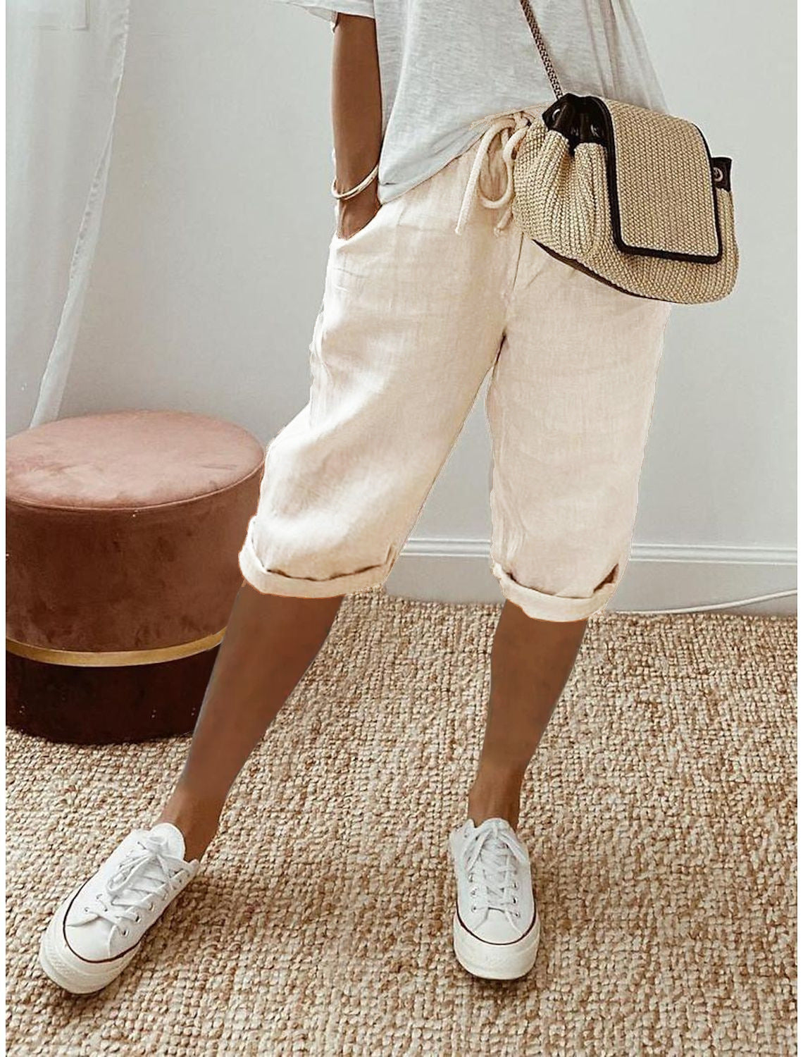 ⏳Time-Limited Special Price: ￡11.99 with FREE GIFT!!🎁Women's Casual Cotton Linen Capris