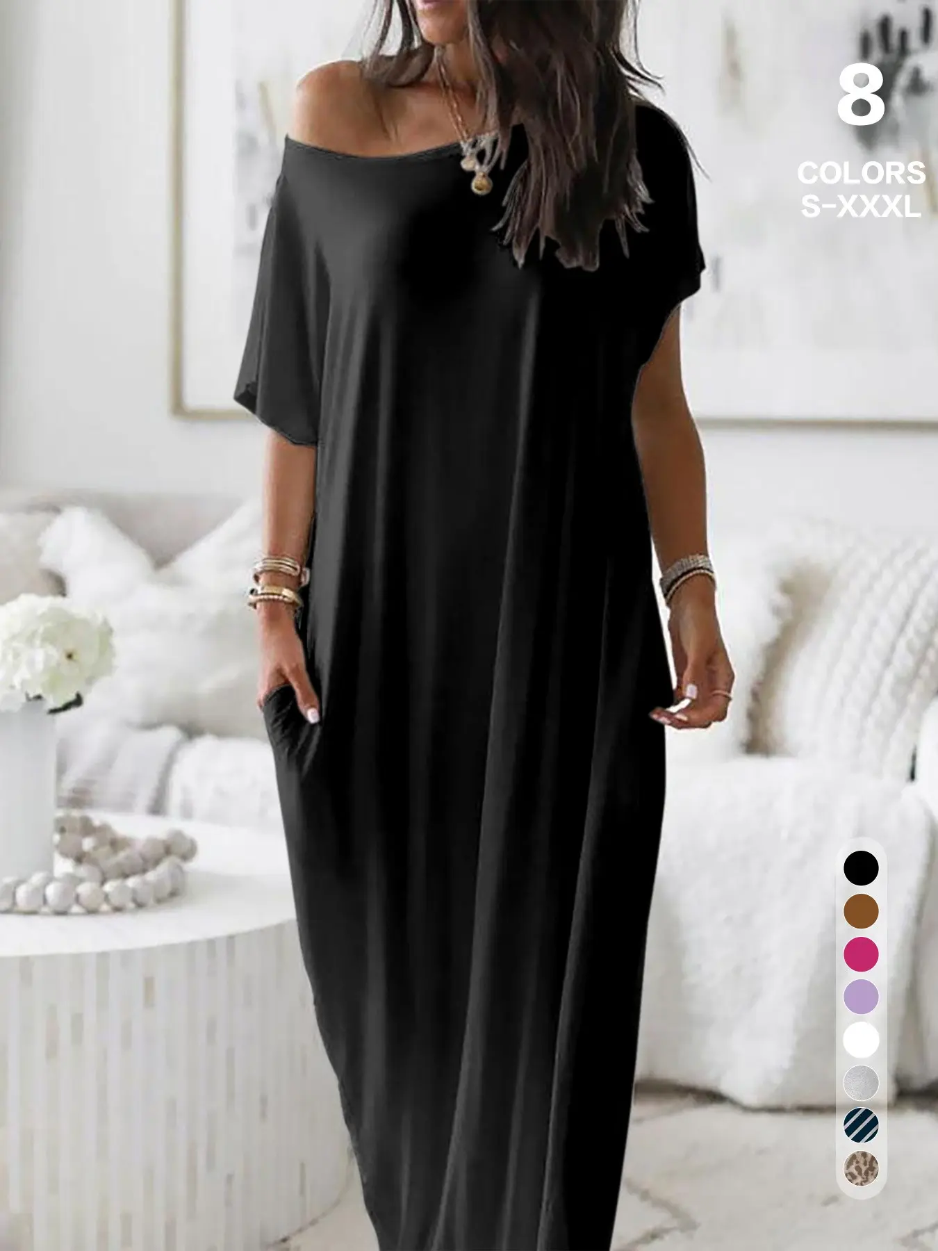 🎁Last Day Sale 49% OFF💡2026 Women's Solid Color Casual Batwing Sleeve Loungewear Dress