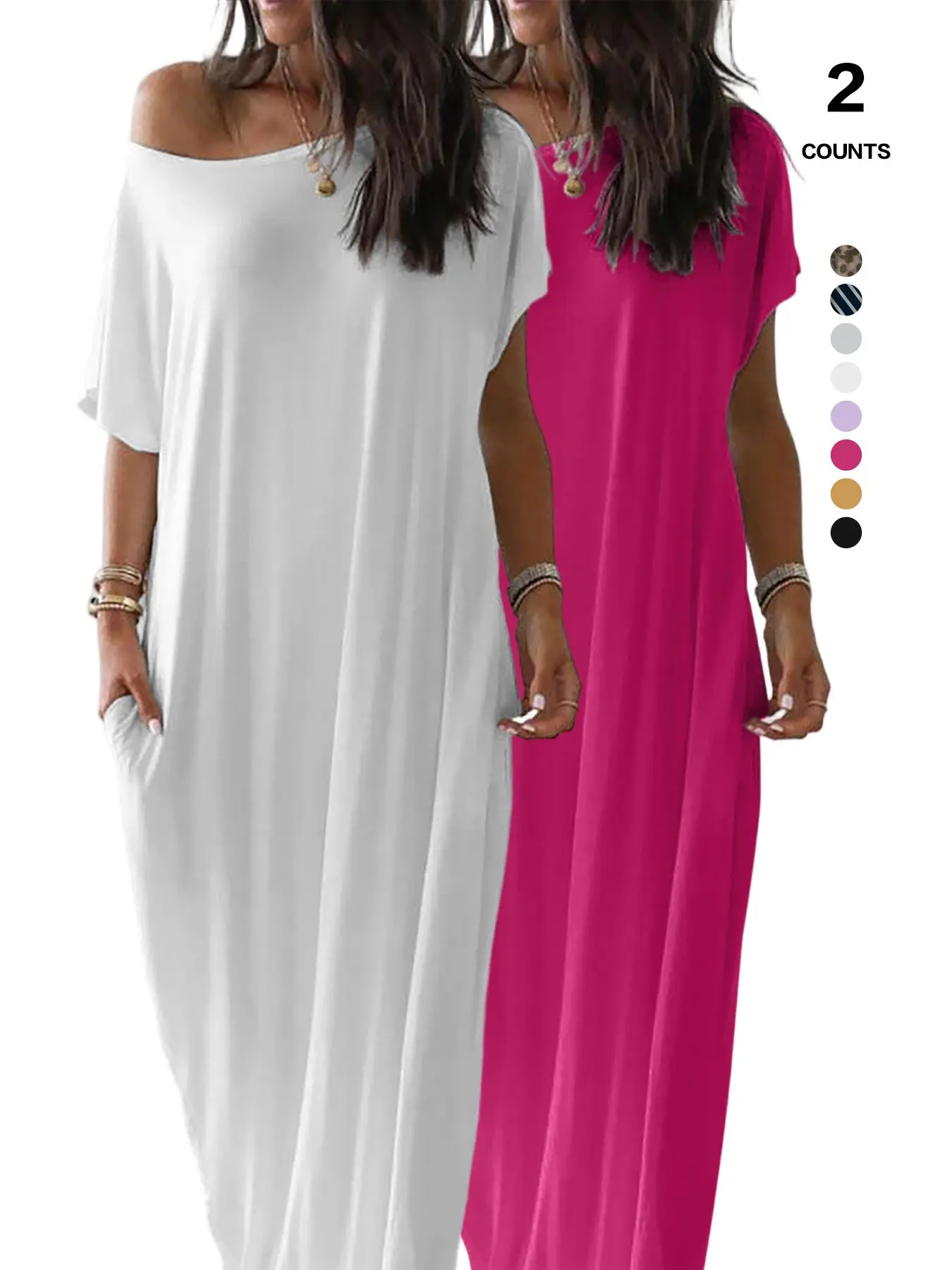 🎁Last Day Sale 49% OFF💡2026 Women's Solid Color Casual Batwing Sleeve Loungewear Dress