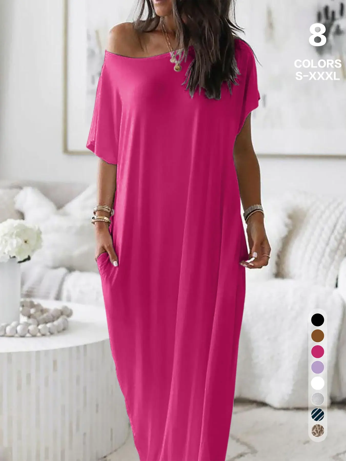 🎁Last Day Sale 49% OFF💡2026 Women's Solid Color Casual Batwing Sleeve Loungewear Dress