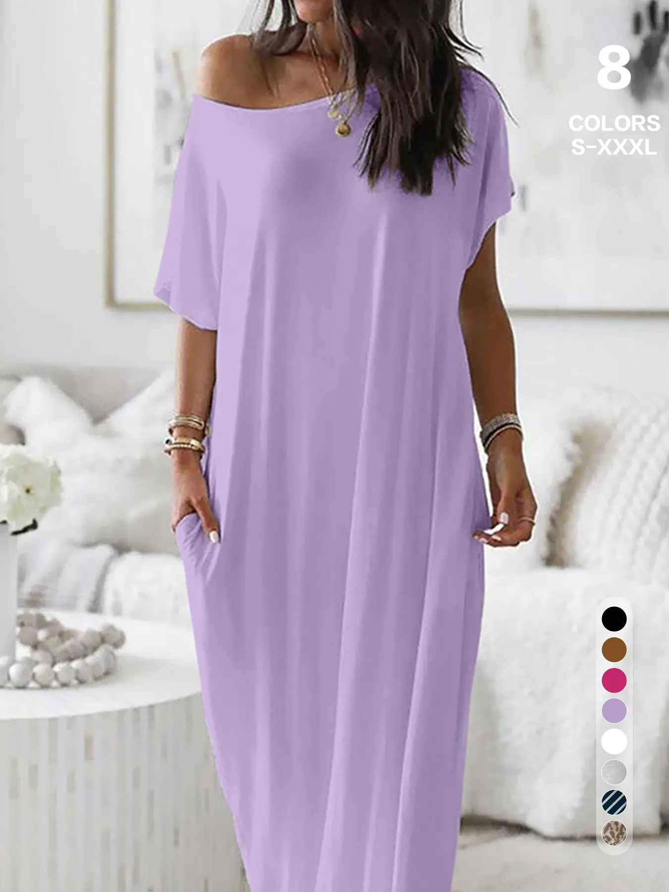 🎁Last Day Sale 49% OFF💡2026 Women's Solid Color Casual Batwing Sleeve Loungewear Dress