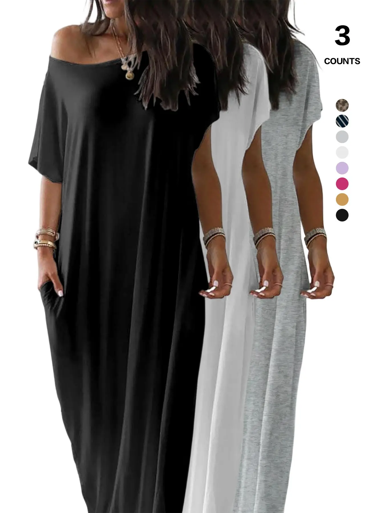 🎁Last Day Sale 49% OFF💡2026 Women's Solid Color Casual Batwing Sleeve Loungewear Dress