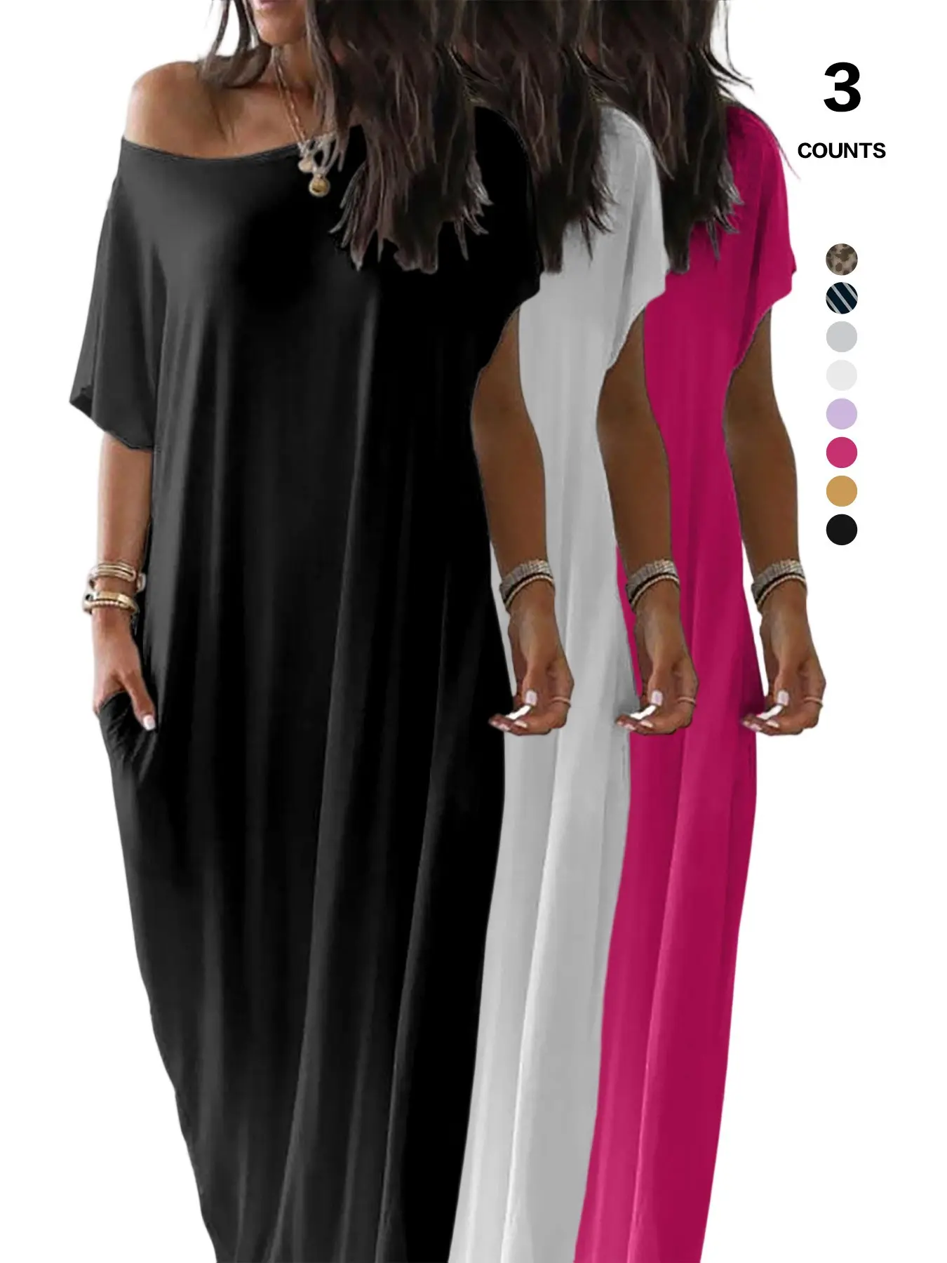 🎁Last Day Sale 49% OFF💡2026 Women's Solid Color Casual Batwing Sleeve Loungewear Dress