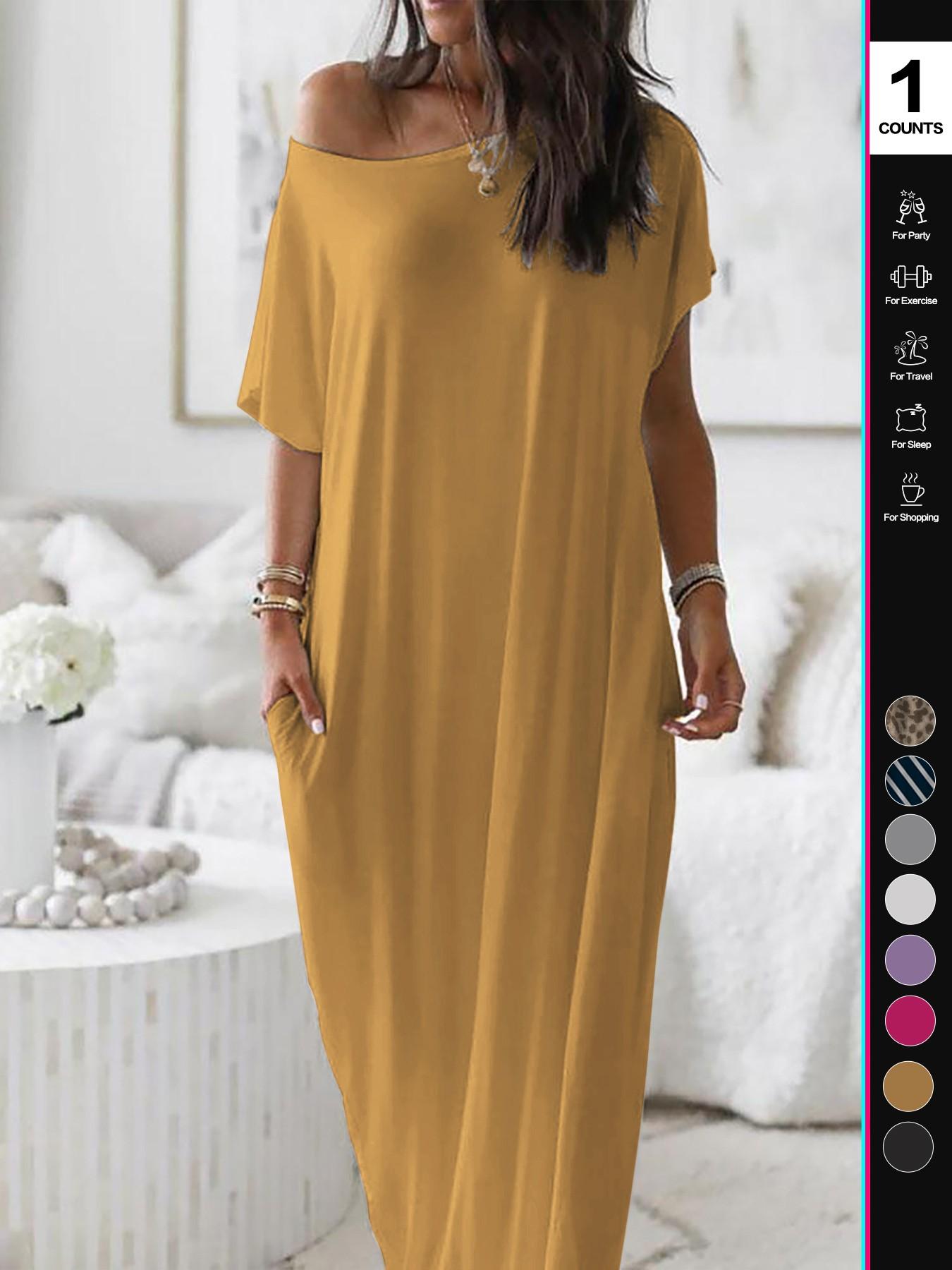 🎁Last Day Sale 49% OFF💡2026 Women's Solid Color Casual Batwing Sleeve Loungewear Dress