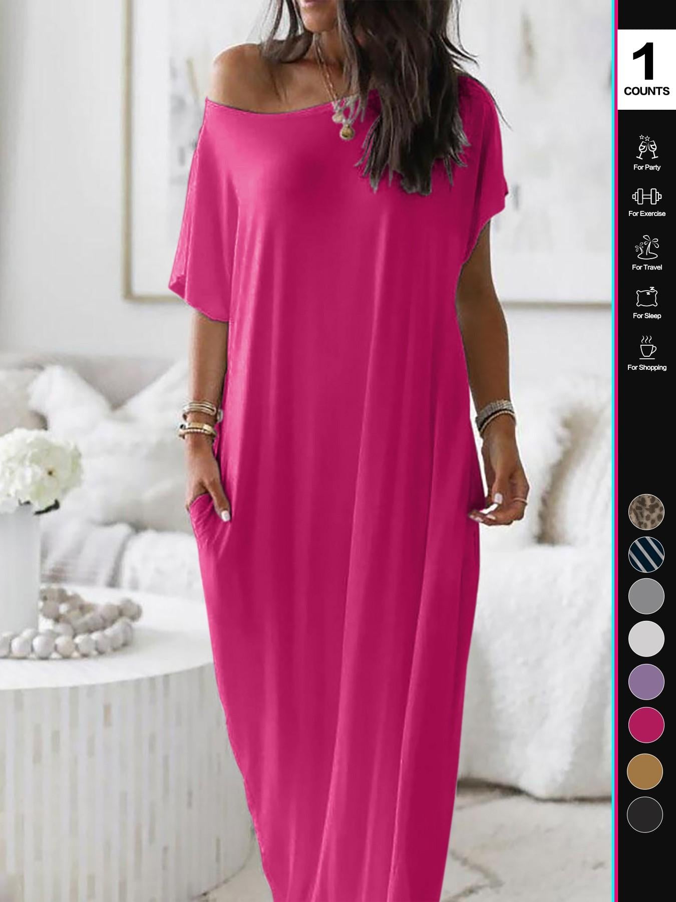 🎁Last Day Sale 49% OFF💡2026 Women's Solid Color Casual Batwing Sleeve Loungewear Dress