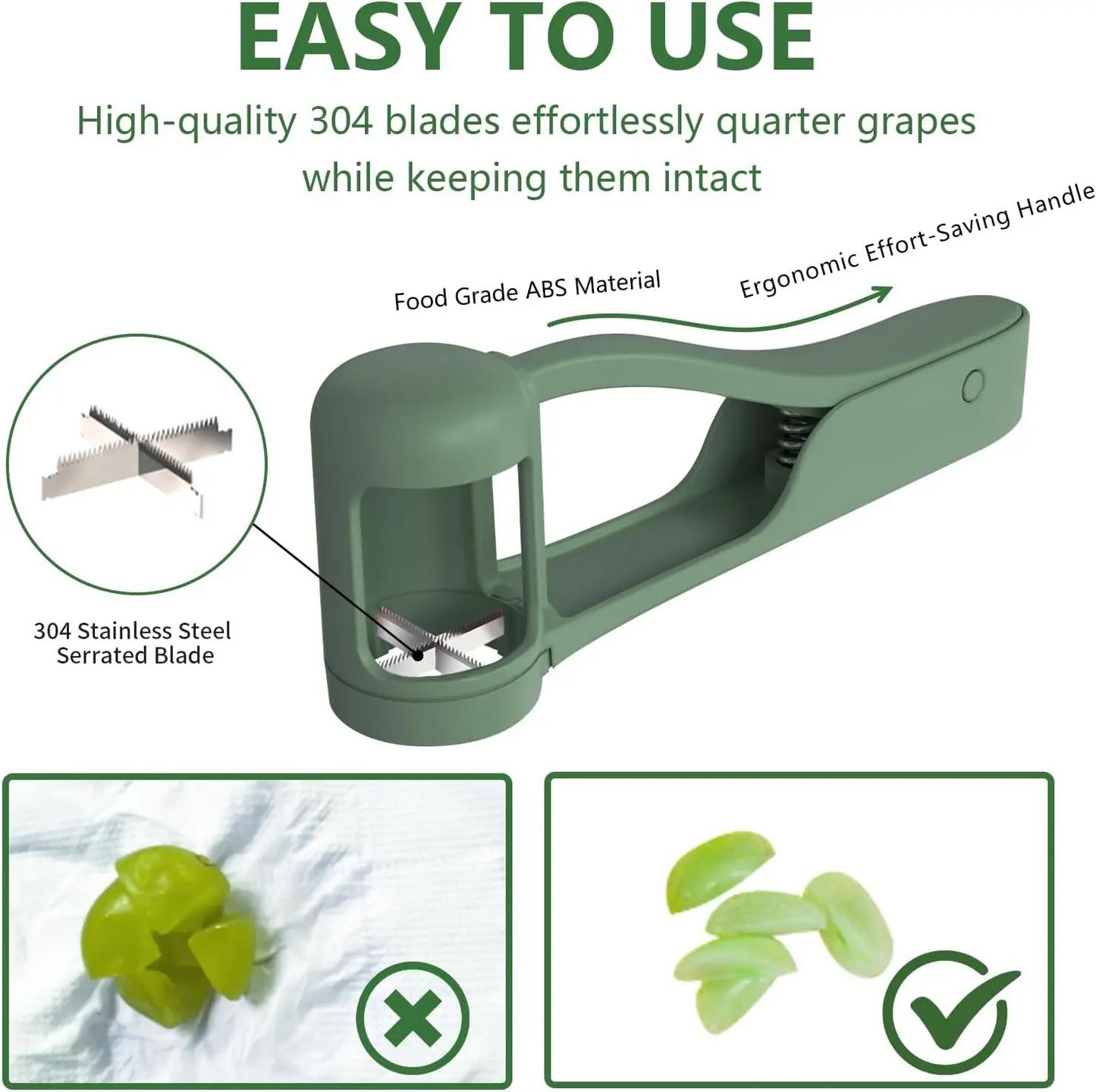 🌸LIMITED SALE : ONLY ￡7.99!!🌸 Grape Cutter for Toddlers 1-3 - Stainless Steel Baby Fruit Slicer Safe & Easy Grape