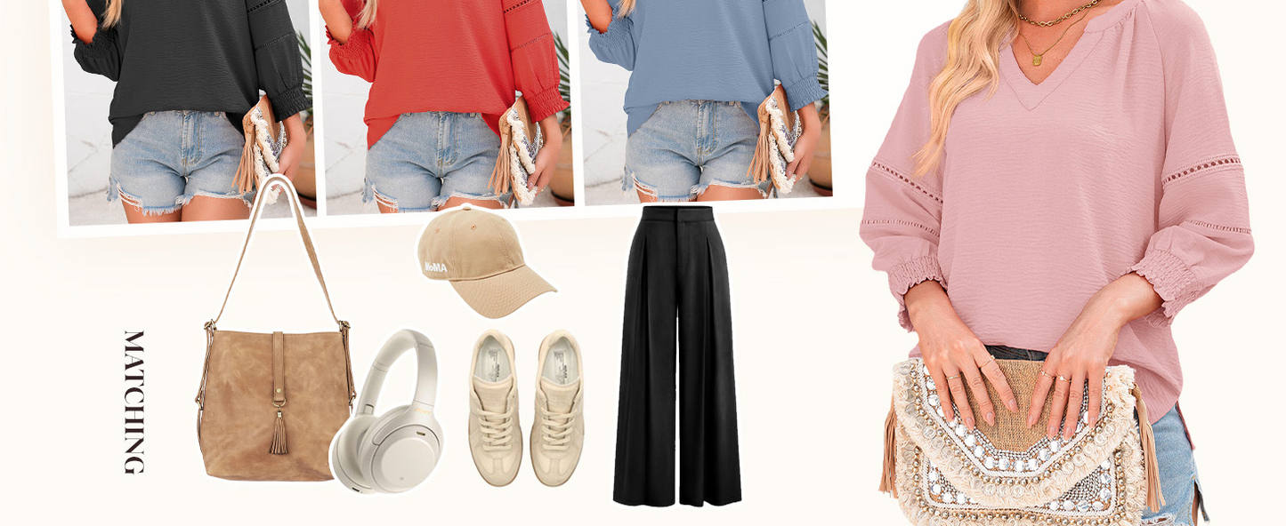 Sleeve Casual V-Neck T-Shirts