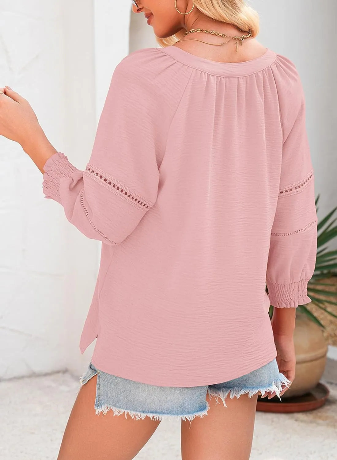 Sleeve Casual V-Neck T-Shirts