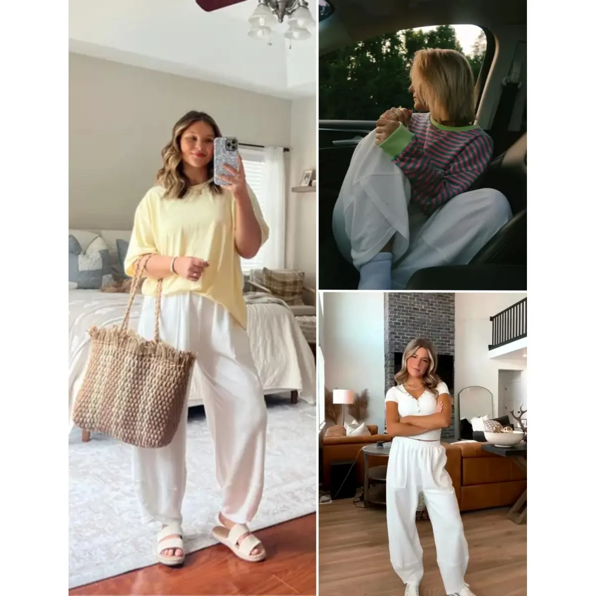 ⏳Time-Limited Special Price: ￡13.99!!⏰Womens Baggy Wide Leg Pants Casual Elastic Waisted Palazzo Harem Pants with Pockets