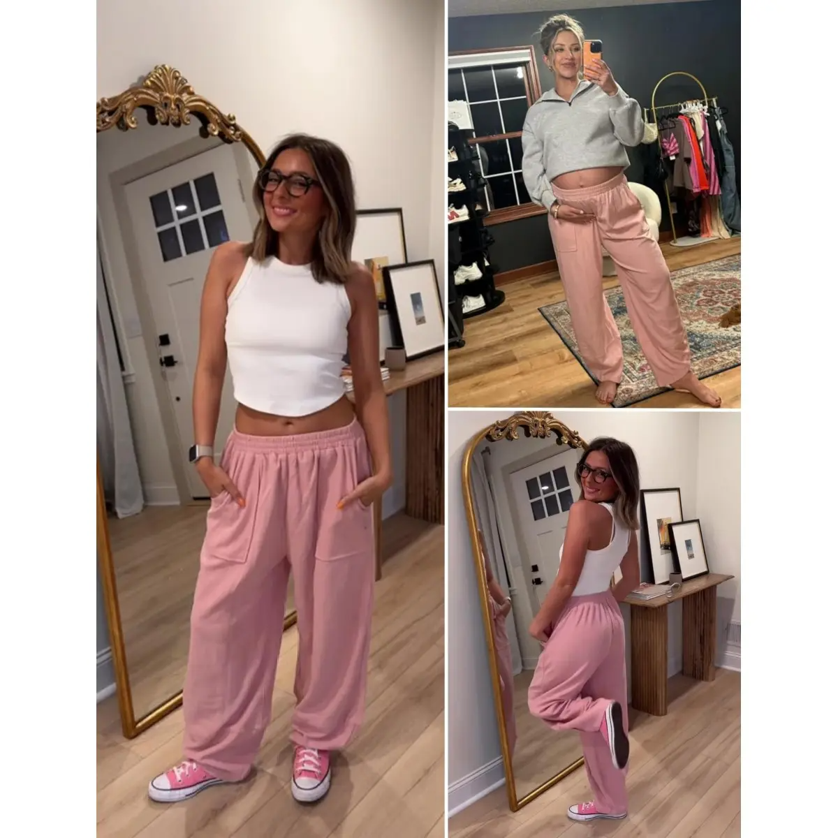 ⏳Time-Limited Special Price: ￡13.99!!⏰Womens Baggy Wide Leg Pants Casual Elastic Waisted Palazzo Harem Pants with Pockets