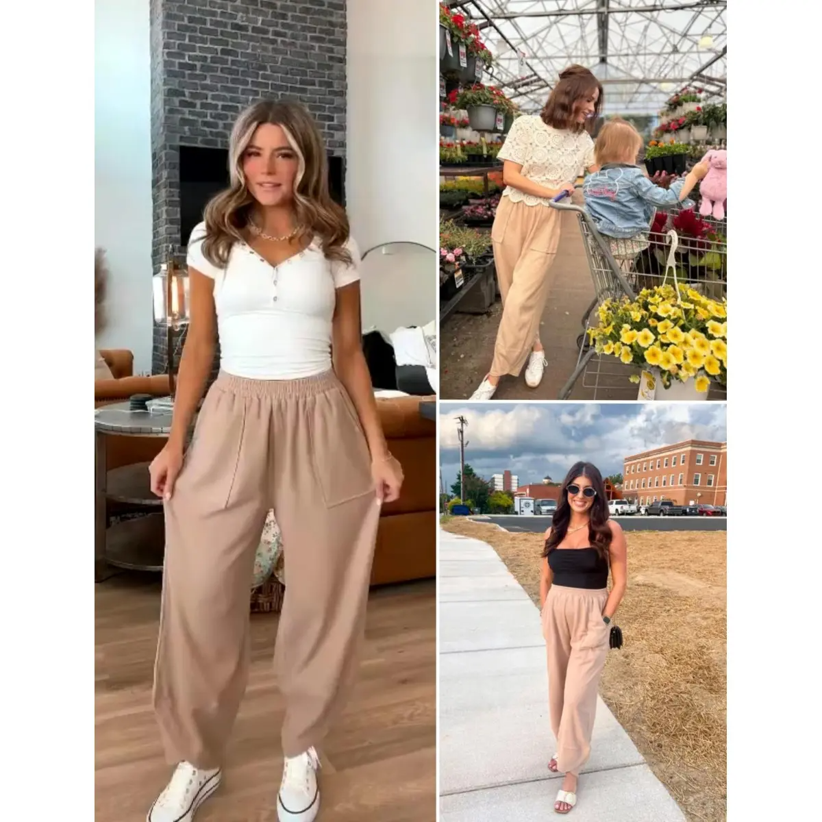 ⏳Time-Limited Special Price: ￡13.99!!⏰Womens Baggy Wide Leg Pants Casual Elastic Waisted Palazzo Harem Pants with Pockets
