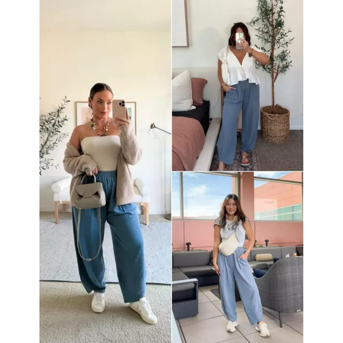 ⏳Time-Limited Special Price: ￡13.99!!⏰Womens Baggy Wide Leg Pants Casual Elastic Waisted Palazzo Harem Pants with Pockets