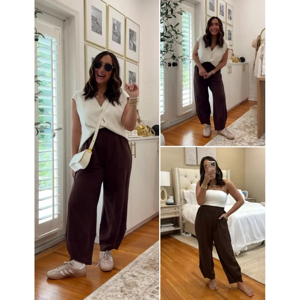 ⏳Time-Limited Special Price: ￡13.99!!⏰Womens Baggy Wide Leg Pants Casual Elastic Waisted Palazzo Harem Pants with Pockets