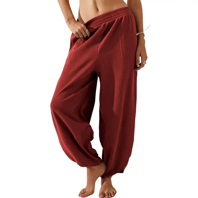 ⏳Time-Limited Special Price: ￡13.99!!⏰Womens Baggy Wide Leg Pants Casual Elastic Waisted Palazzo Harem Pants with Pockets
