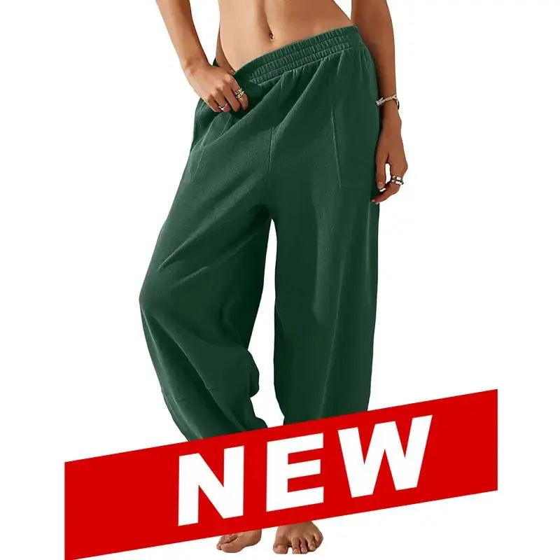 ⏳Time-Limited Special Price: ￡13.99!!⏰Womens Baggy Wide Leg Pants Casual Elastic Waisted Palazzo Harem Pants with Pockets