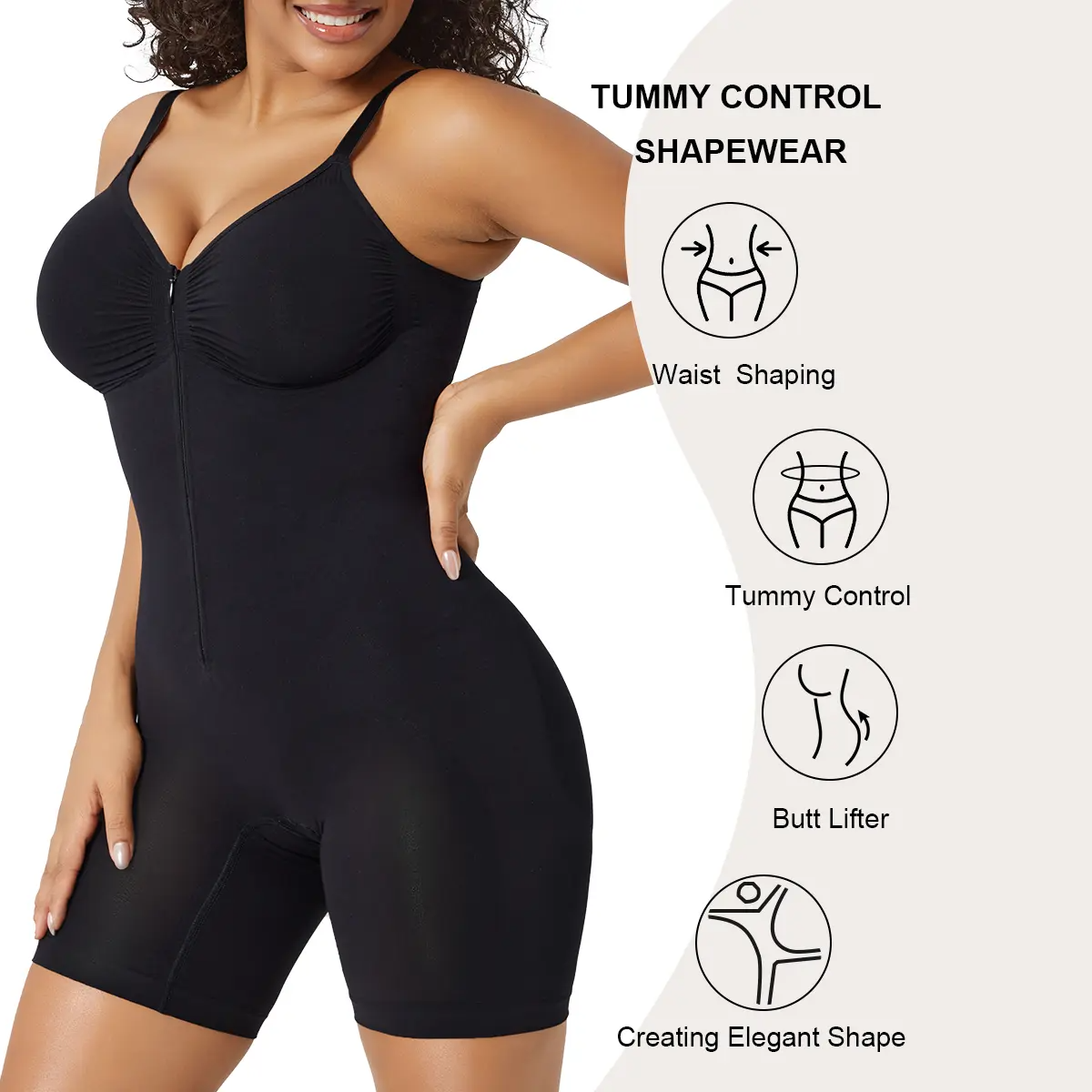 💥Summer cool-down deal💥Shapewear for Women Tummy Control Bodysuits Zip-Up Comfort Ultra Stretch Fabric Customizable Fit Breathable Mesh Design Comfortable Fit