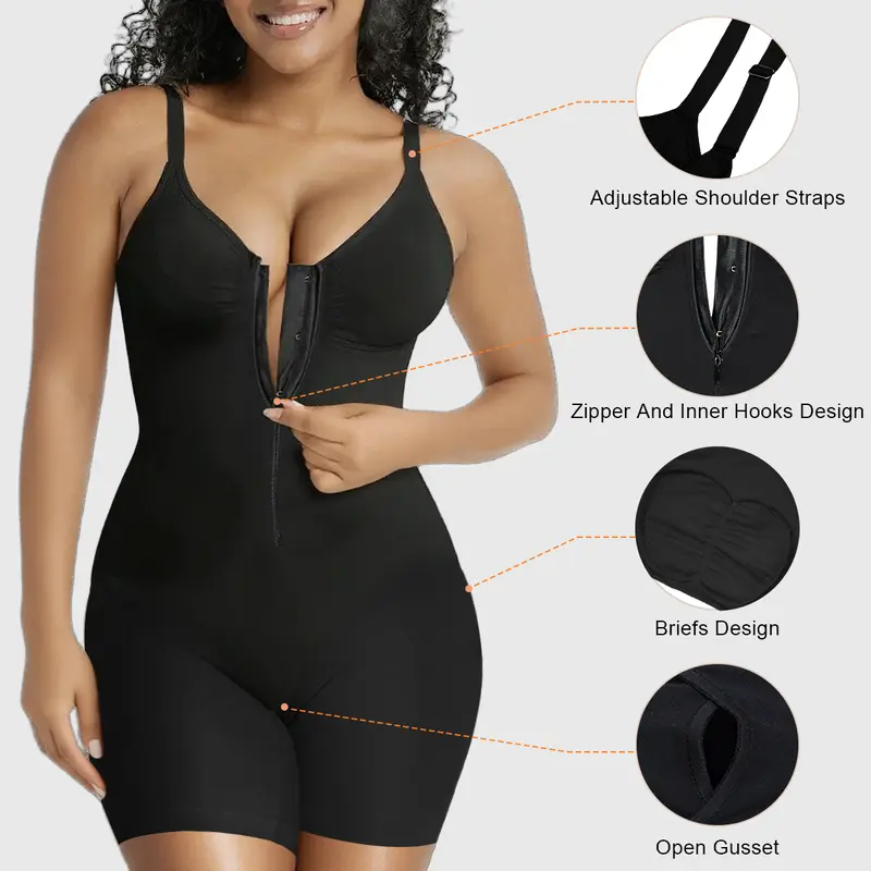 💥Summer cool-down deal💥Shapewear for Women Tummy Control Bodysuits Zip-Up Comfort Ultra Stretch Fabric Customizable Fit Breathable Mesh Design Comfortable Fit