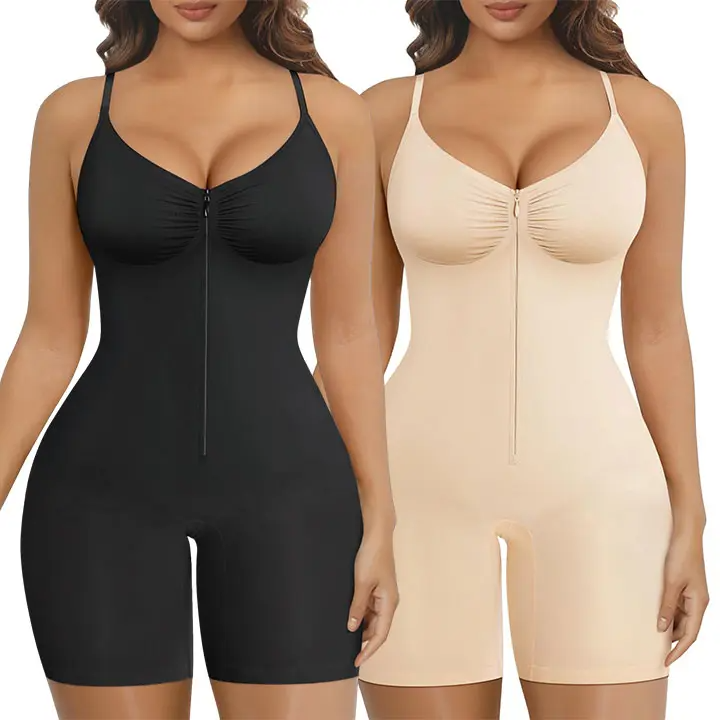 💥Summer cool-down deal💥Shapewear for Women Tummy Control Bodysuits Zip-Up Comfort Ultra Stretch Fabric Customizable Fit Breathable Mesh Design Comfortable Fit