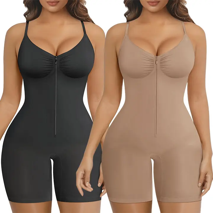 💥Summer cool-down deal💥Shapewear for Women Tummy Control Bodysuits Zip-Up Comfort Ultra Stretch Fabric Customizable Fit Breathable Mesh Design Comfortable Fit