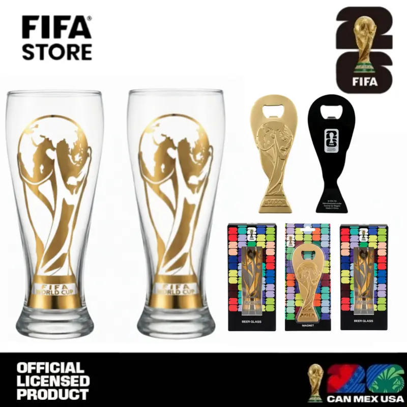 🔥Father's Day Exclusive🔥 | 2026 FIFA World Cup Glass Set Made of premium glass with trophy-style gold trim.