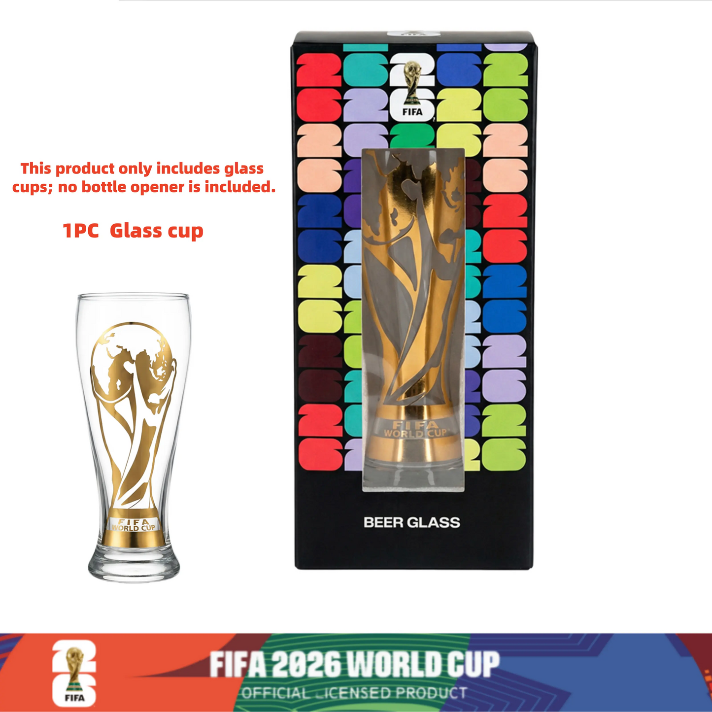 🔥Father's Day Exclusive🔥 | 2026 FIFA World Cup Glass Set Made of premium glass with trophy-style gold trim.