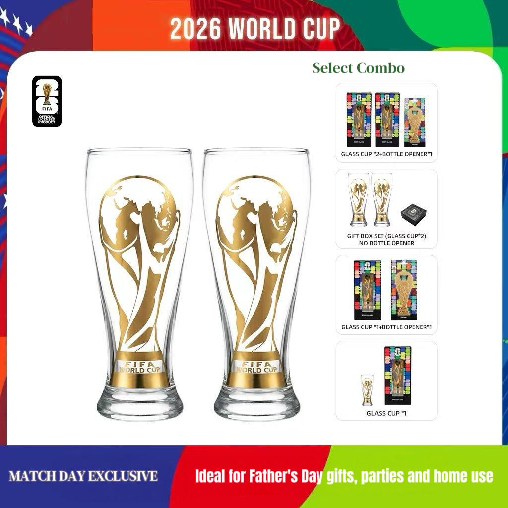 🔥Father's Day Exclusive🔥 | 2026 FIFA World Cup Glass Set Made of premium glass with trophy-style gold trim.