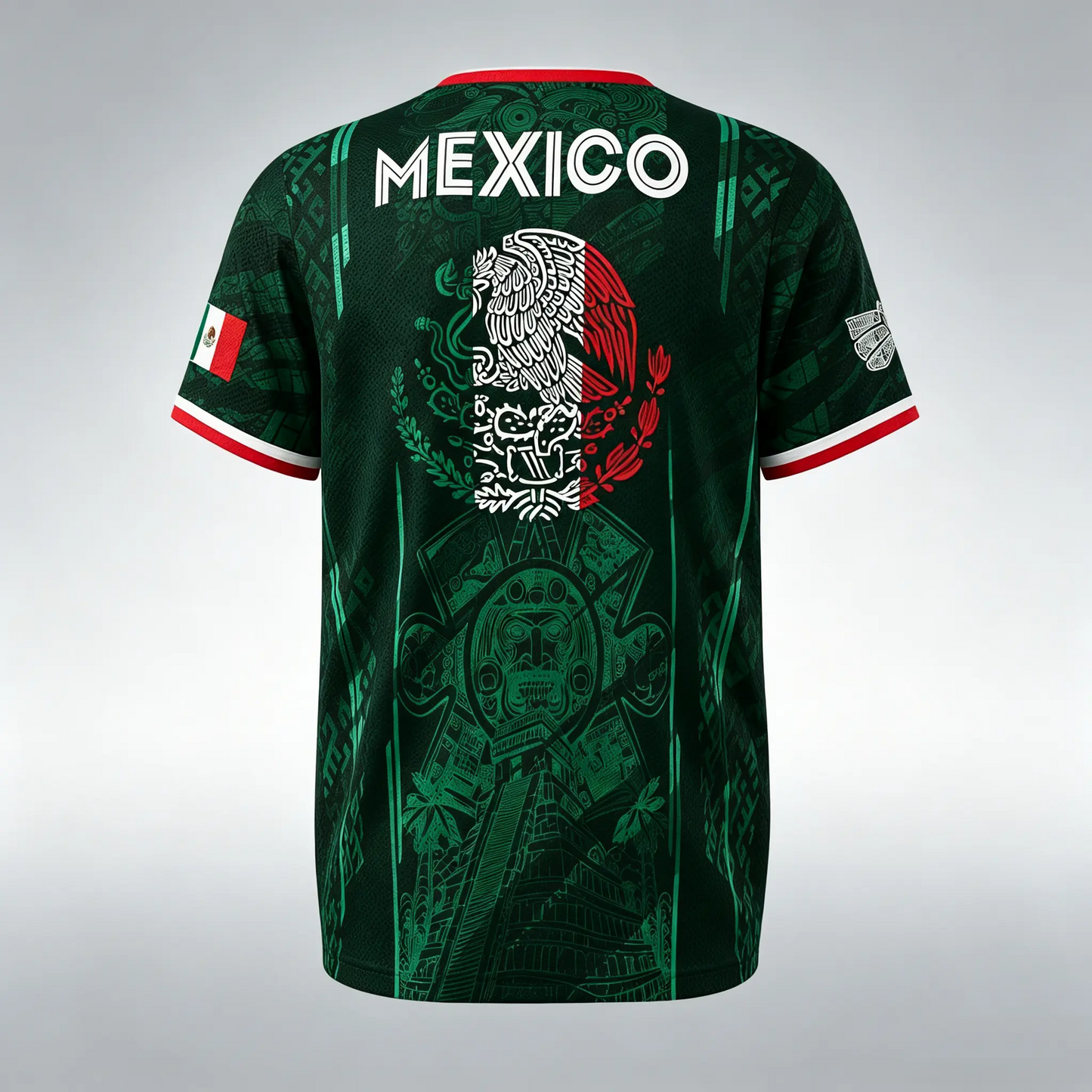 2026 Mexico Soccer Jersey, Chichén Itzá Pyramid Graphic Retro Soccer Jersey, All over Print, Casual Style for All Seasons, Classic Throwback Jersey Sportswear Top