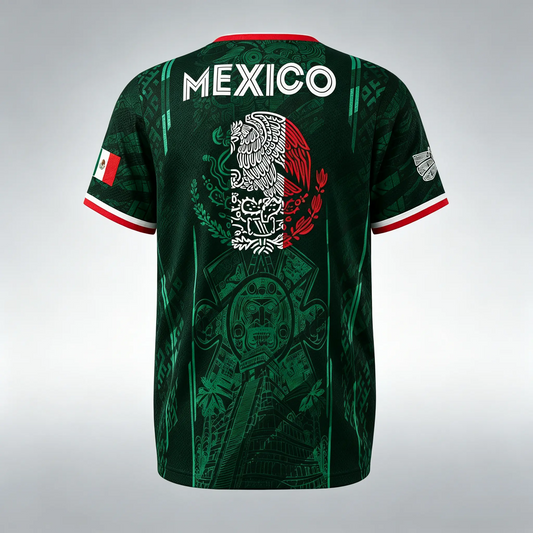 2026 Mexico Soccer Jersey, Chichén Itzá Pyramid Graphic Retro Soccer Jersey, All over Print, Casual Style for All Seasons, Classic Throwback Jersey Sportswear Top