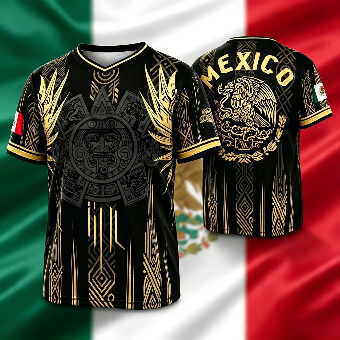 2026 Mexico Soccer Jersey, Chichén Itzá Pyramid Graphic Retro Soccer Jersey, All over Print, Casual Style for All Seasons, Classic Throwback Jersey Sportswear Top