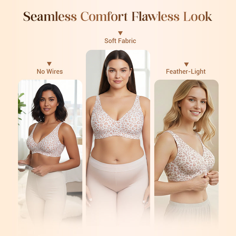 🔥New Year Big Sale 60% Off💕 Jelly Wireless Womens Comfortable Wireless Bras Push Up Bralettes Seamless Tshirts Bras Deep V Everyday Bras