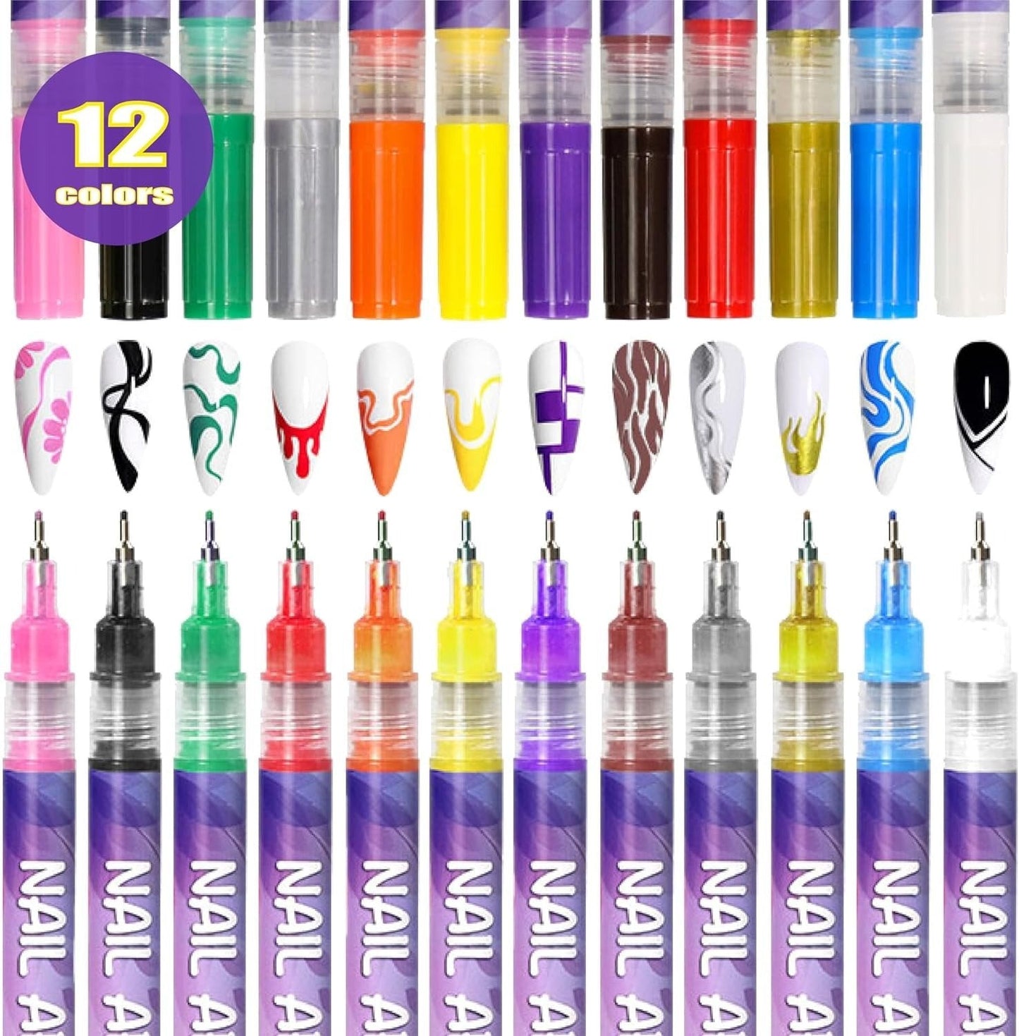 🎁Christmas Big Sale 50% OFF⏳🎨12 Colours Nail Art Pens Set