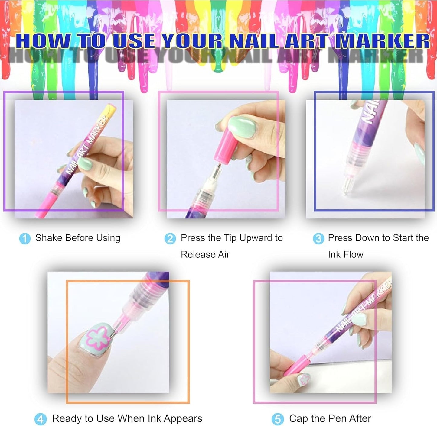 🎁Christmas Big Sale 50% OFF⏳🎨12 Colours Nail Art Pens Set