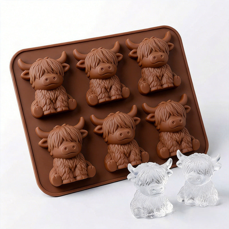 🐮 Mini Highland Cow Ice Cube Mold – Cute 3D Ice for Drinks, Parties & Gifts