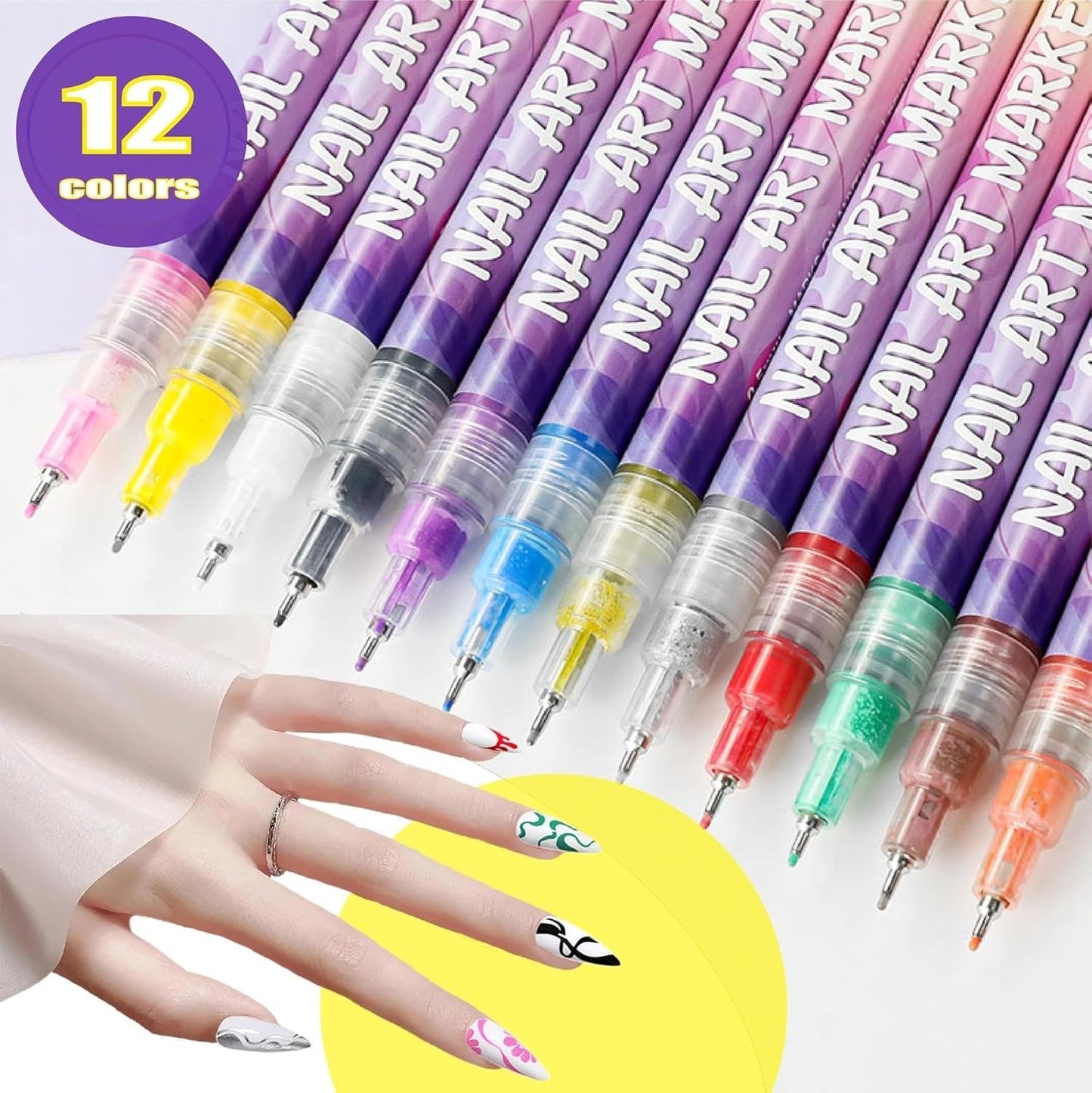 🎁Christmas Big Sale 50% OFF⏳🎨12 Colours Nail Art Pens Set