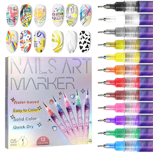 🎁Christmas Big Sale 50% OFF⏳🎨12 Colours Nail Art Pens Set