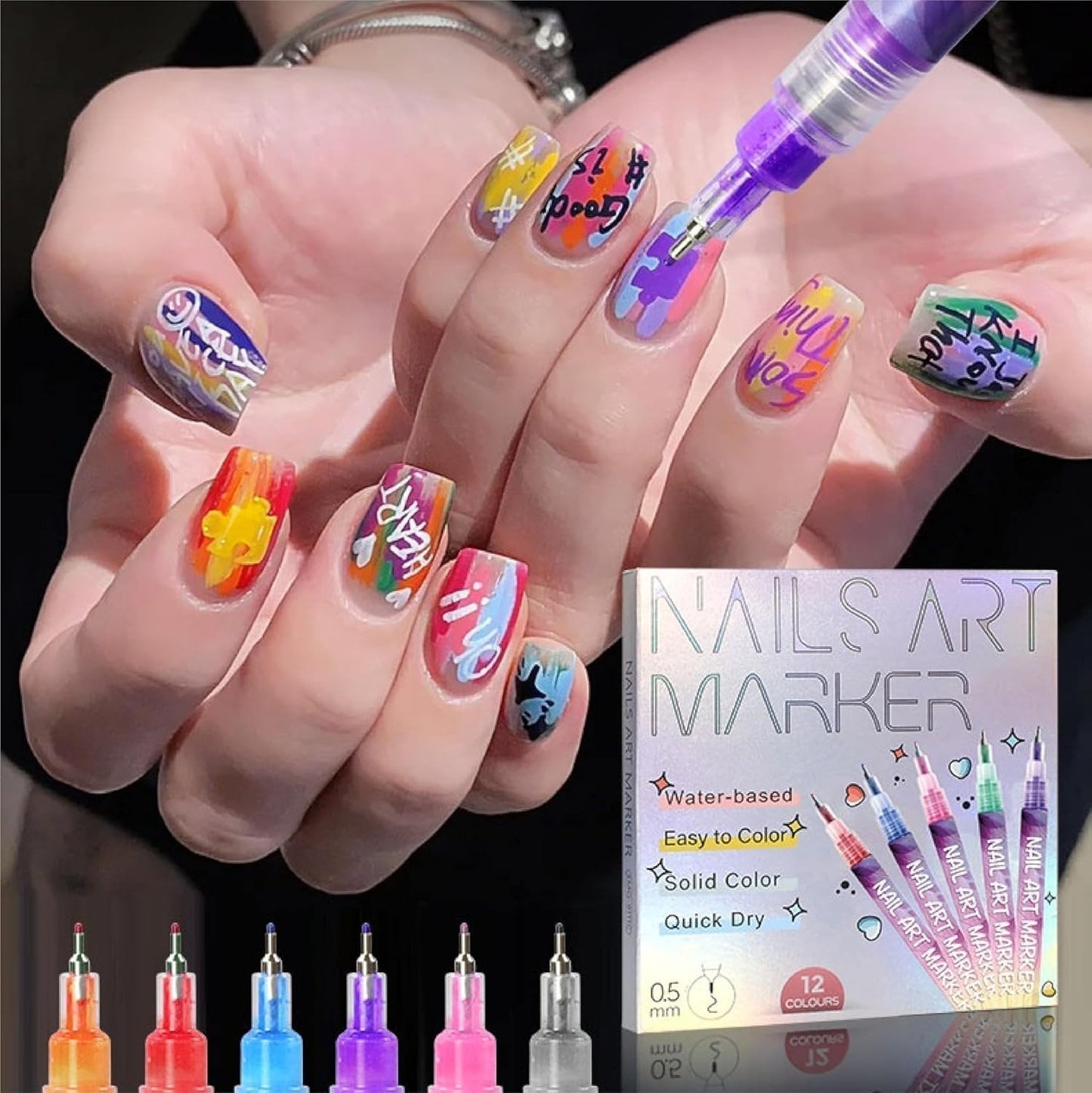 🎁Christmas Big Sale 50% OFF⏳🎨12 Colours Nail Art Pens Set